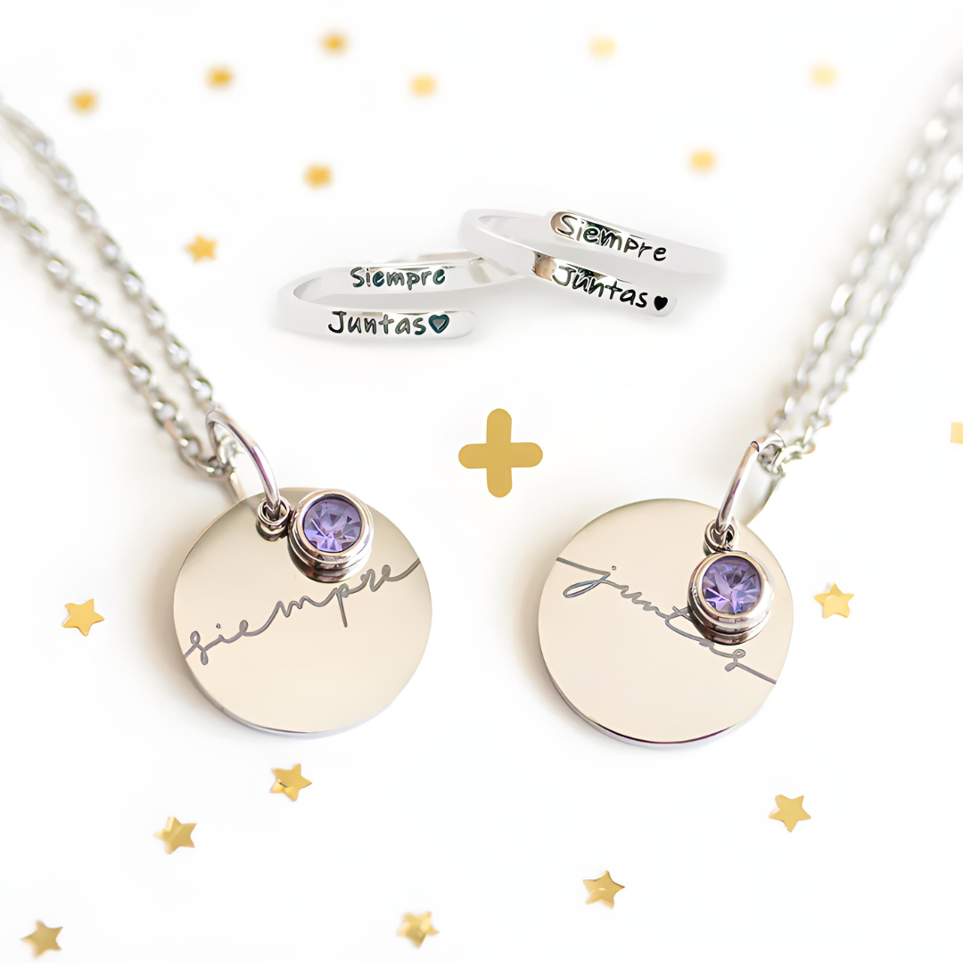 SIEMPRE JUNTAS Pack 2 Anillos + 2 Collares