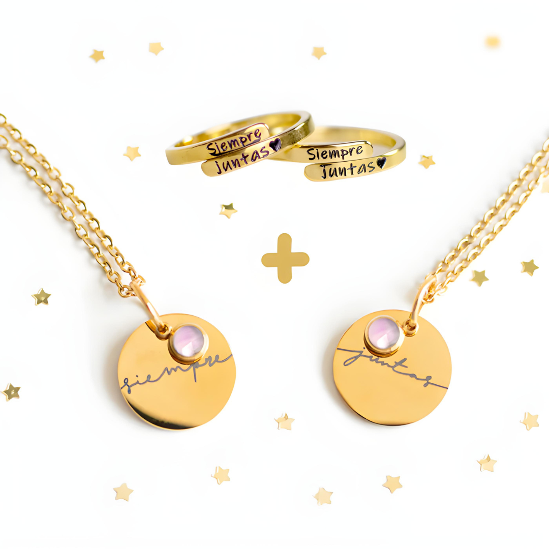 SIEMPRE JUNTAS Pack 2 Anillos + 2 Collares