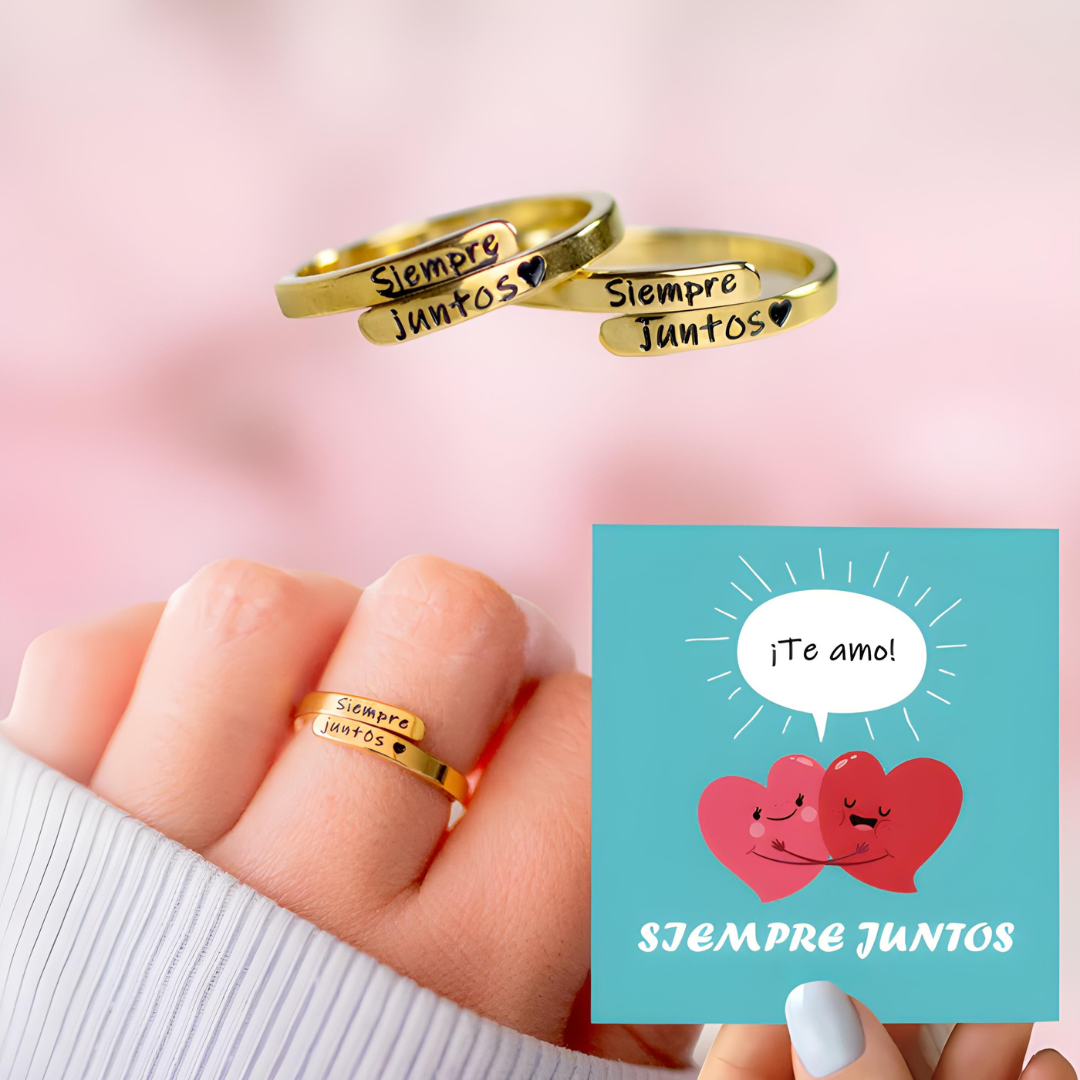 SIEMPRE JUNTOS Pack anillos + Tarjeta personalizada